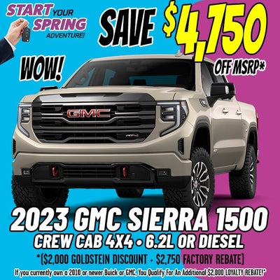 $4,750 Off MSRP on Select New In-Stock 2023 GMC Sierra 1500 Crew Cab 4x4s!*